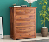 ONIJA  Sheesham Wood Chest of Drawers 6 Drawer Storage Sideboard,Bedroom Hall Home Office Furniture, Kitchen Cabinet